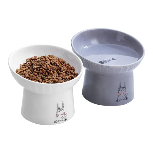 Cat Ceramic Bowl Set - cat feeding bowl and cat slow feeder product photo