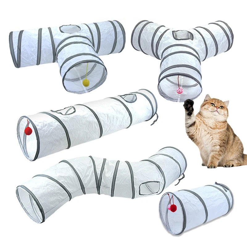 Cat Tunnel Toy - cat tunnel toy and feather wand product photo